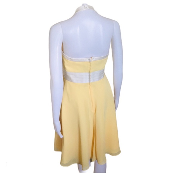 ALFRED ANGELO Rockabilly Halter Neck Cocktail Dress With Bow Corsage Yellow 10 - Picture 4 of 10